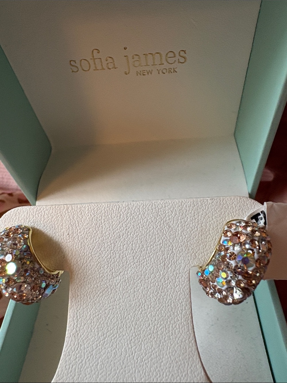 Rose-Tone Crystal Dome Clip-On Earrings